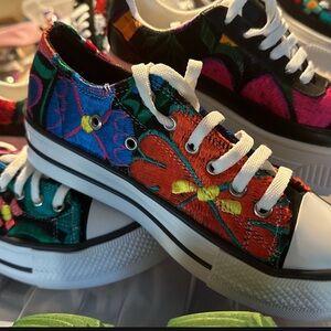 Colorful Canvas Sneakers Mexican Embroidered Tennis Shoes